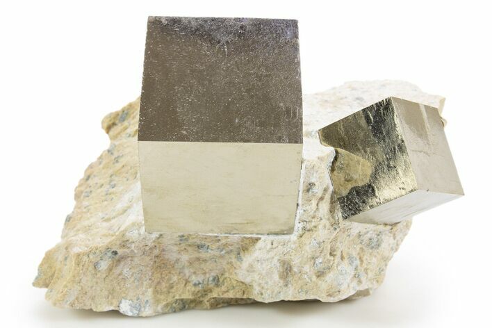 Two Large Natural Pyrite Cube In Rock - Navajun, Spain #325102